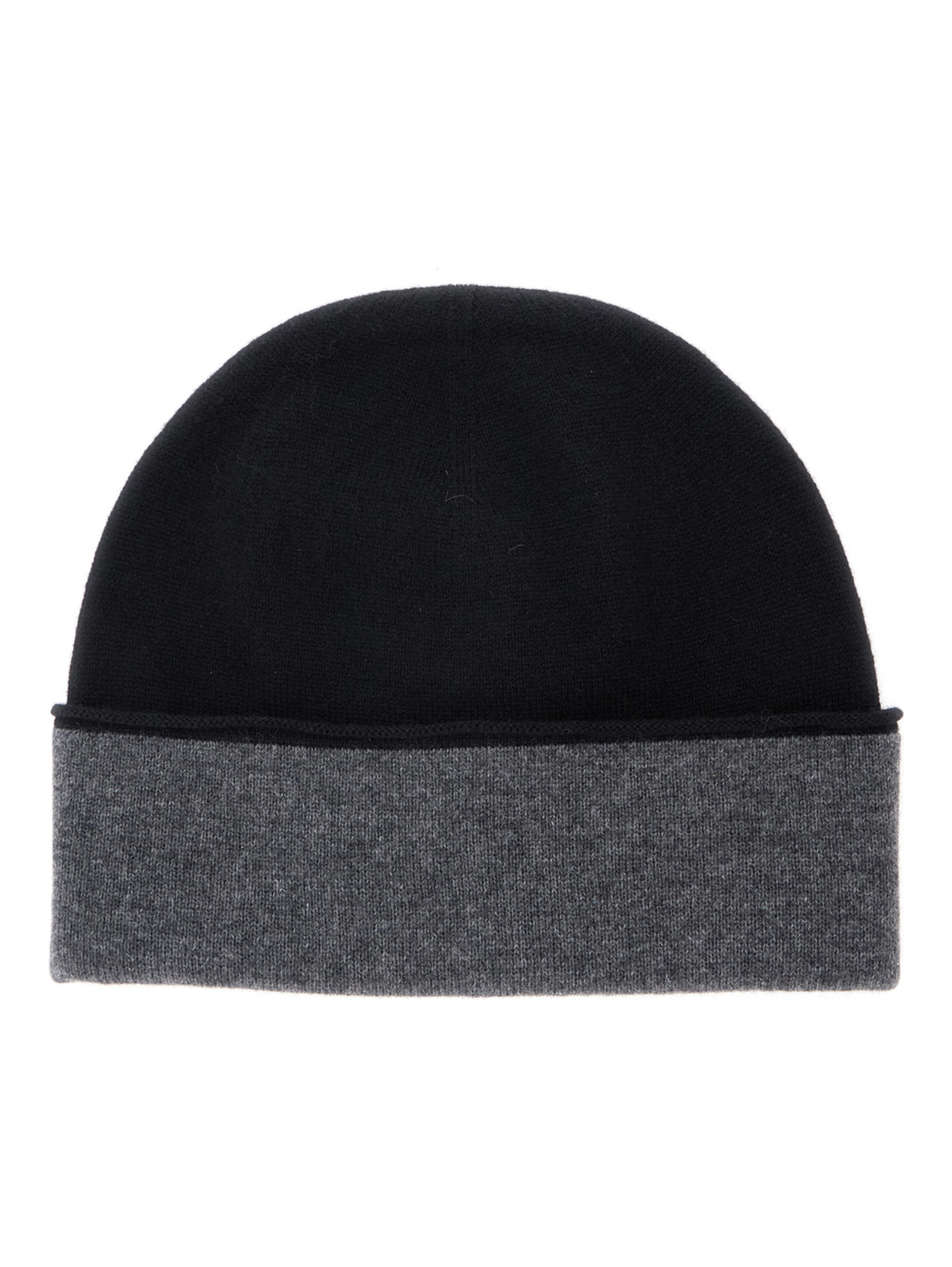 Double-layered beanie in 100% virgin wool and black unisex color