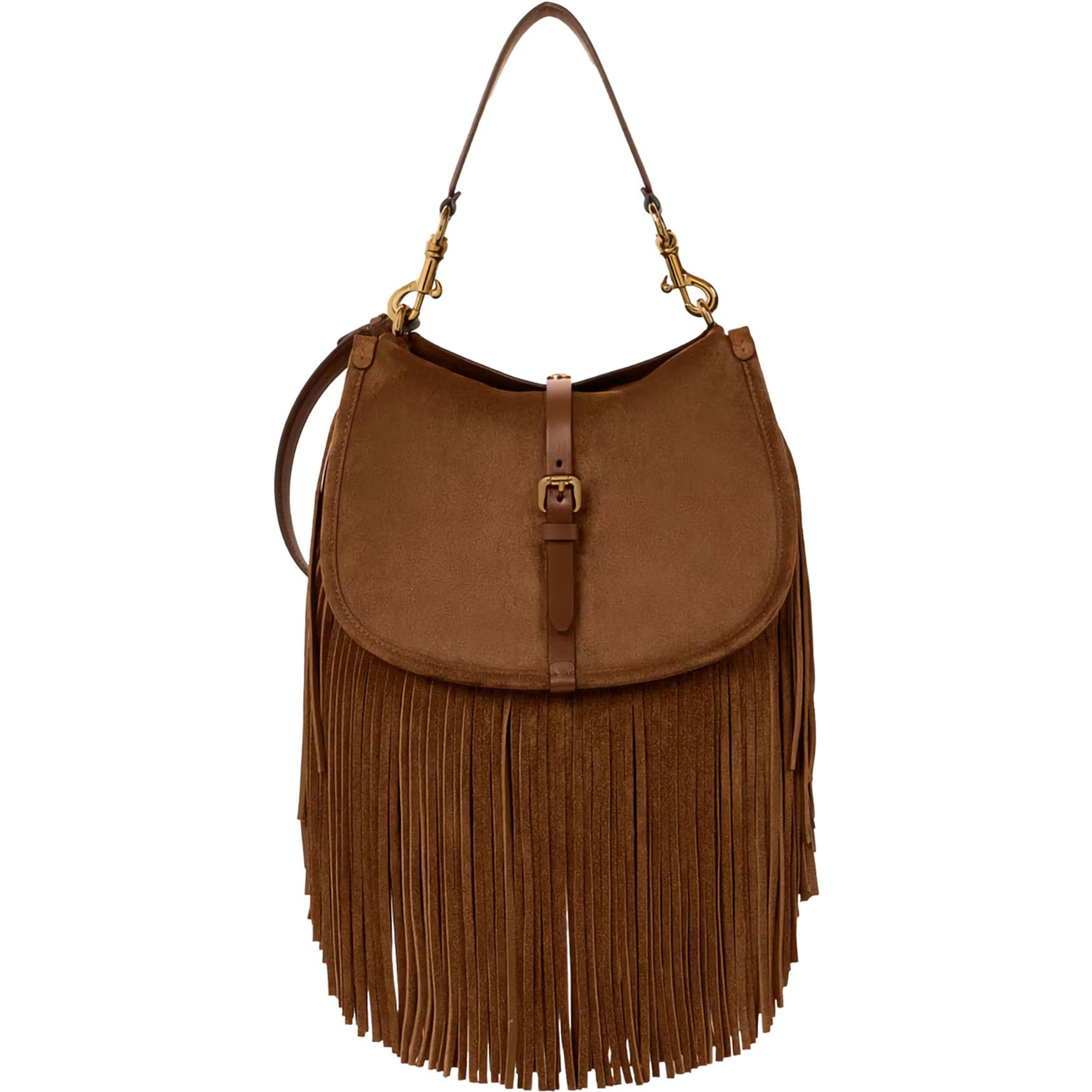 Shoulder Bag PONY SUEDE BAG with Brown Leather Details Woman