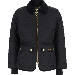 Black Jacket with collar and logo lettering on the front in tech fabric for women