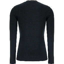 Black V-neck Sweater in Cotton for Women