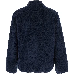 Fleece jacket with high collar and long sleeves in Tech Fabric blue unisex