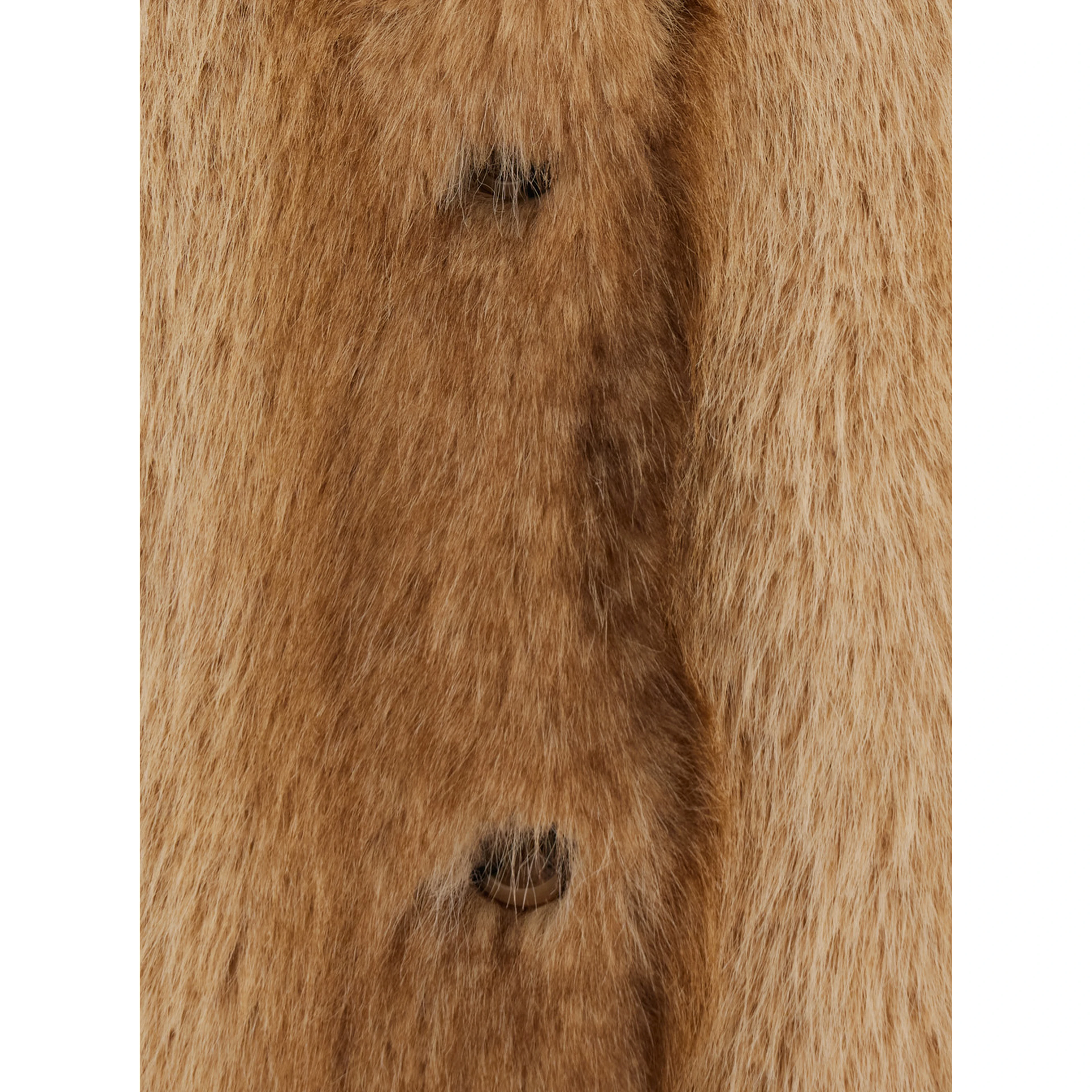 Beige Fur Gilet with Round Collar and Button Closure in Eco-Fur for Women