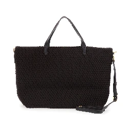 Geneva Brown Tote Bag with Adjustable and Removable Strap and Intreccio Motif in Ecoleather for Women