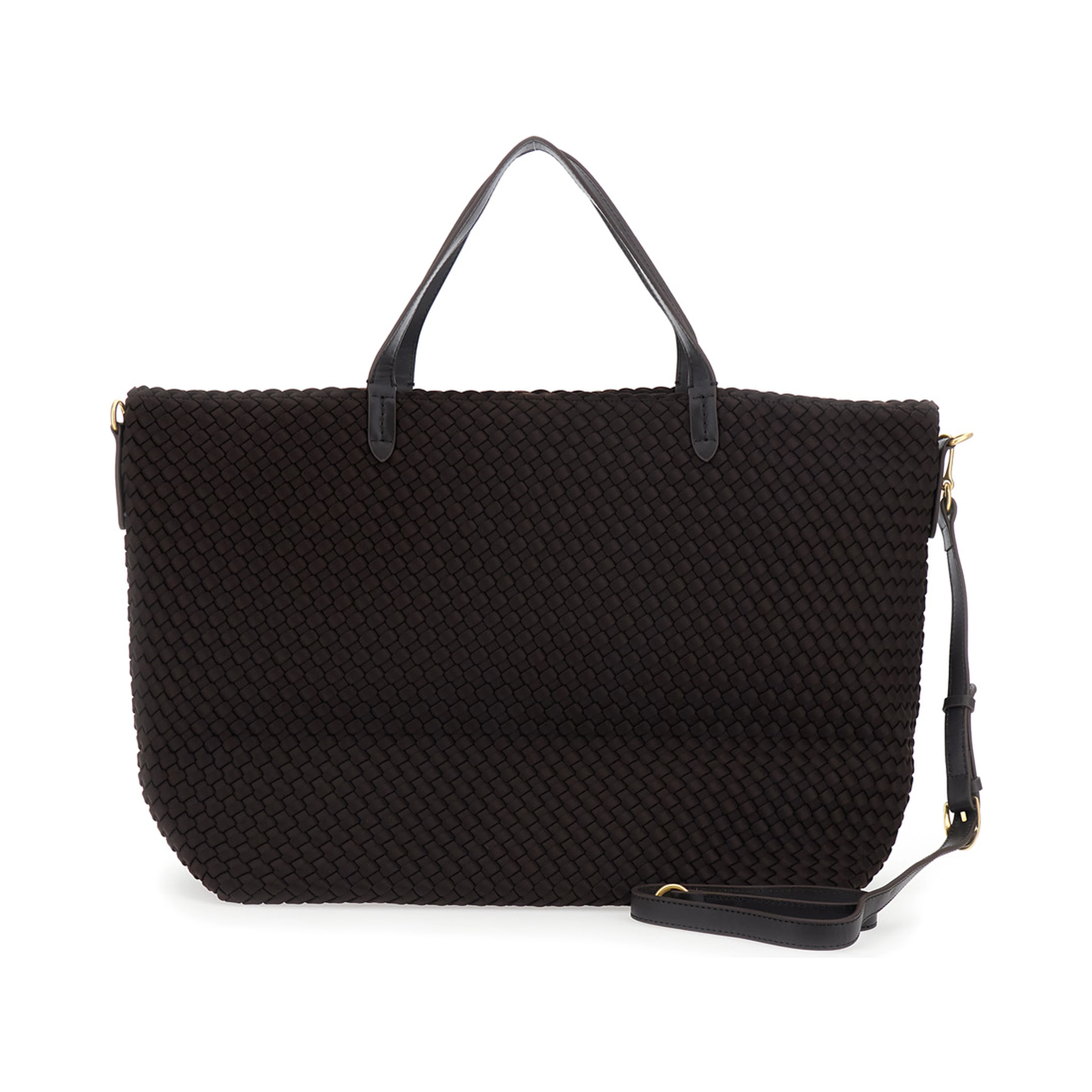 Geneva Brown Tote Bag with Adjustable and Removable Strap and Intreccio Motif in Ecoleather for Women