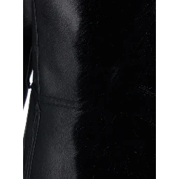 Black Long fur coat with reversible design in eco-fur for women