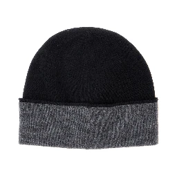 Double-layered beanie in 100% virgin wool and black unisex color