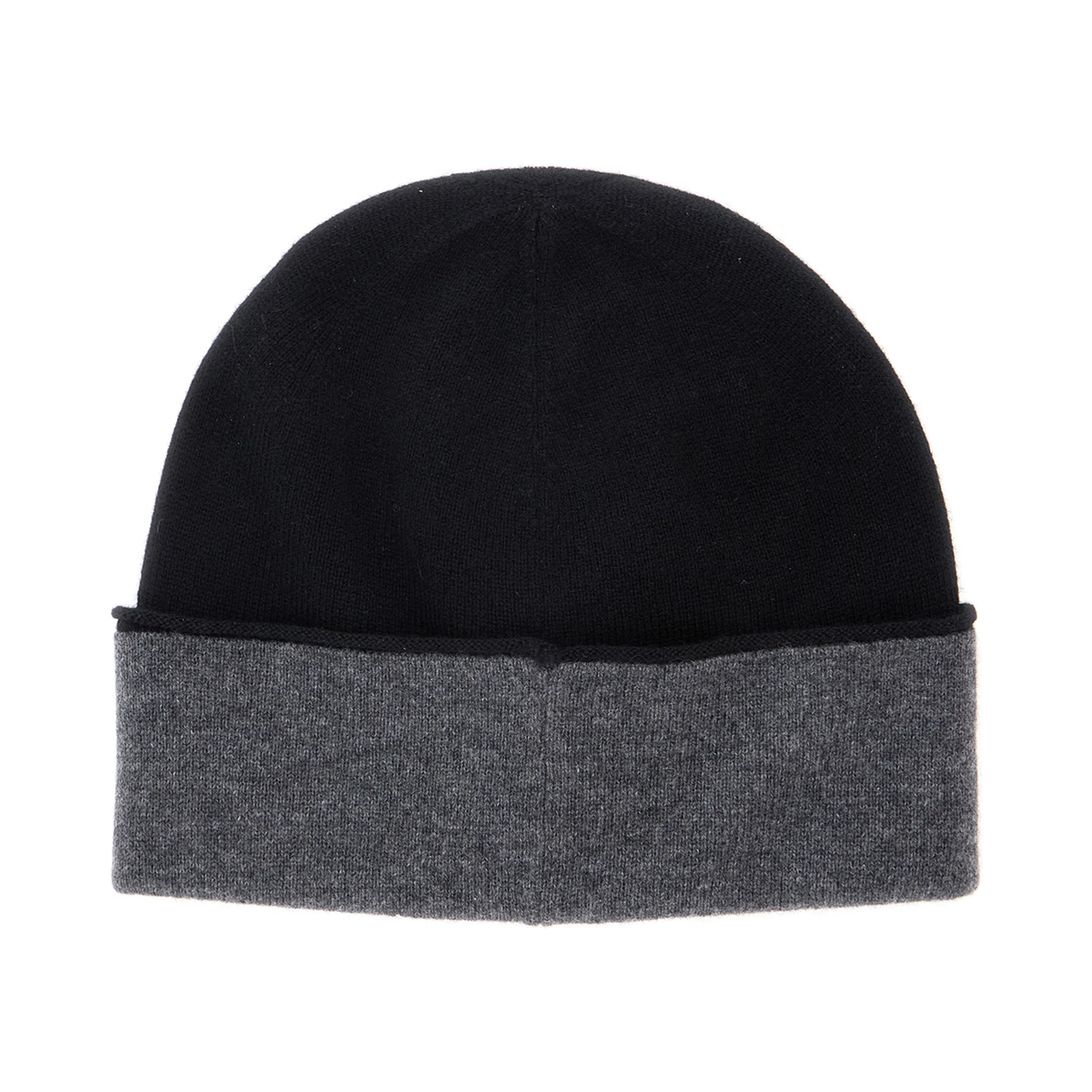 Double-layered beanie in 100% virgin wool and black unisex color