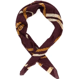 Square scarf with logo and bordeaux border for women