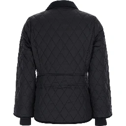 Black Jacket with collar and logo lettering on the front in tech fabric for women