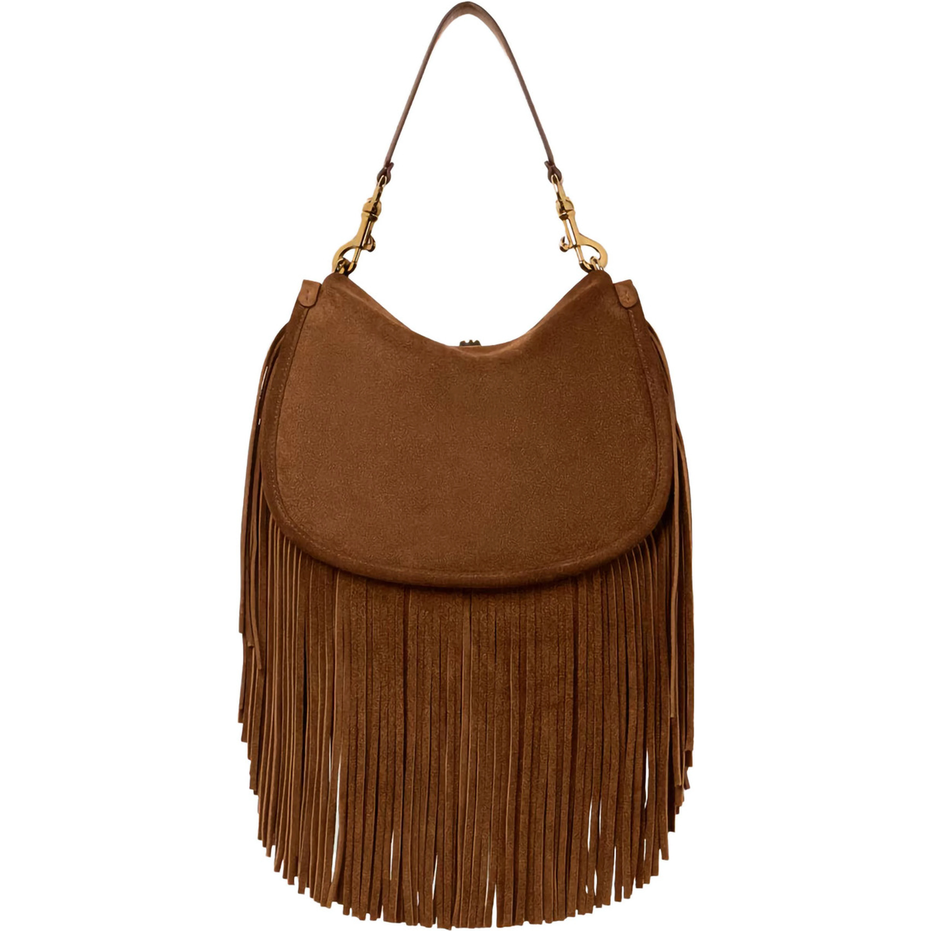Shoulder Bag PONY SUEDE BAG with Brown Leather Details Woman