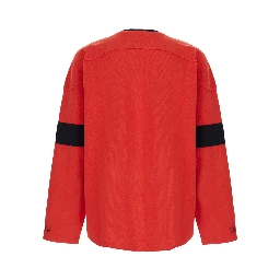 Red unisex cotton sweatshirt with round neck and long sleeves
