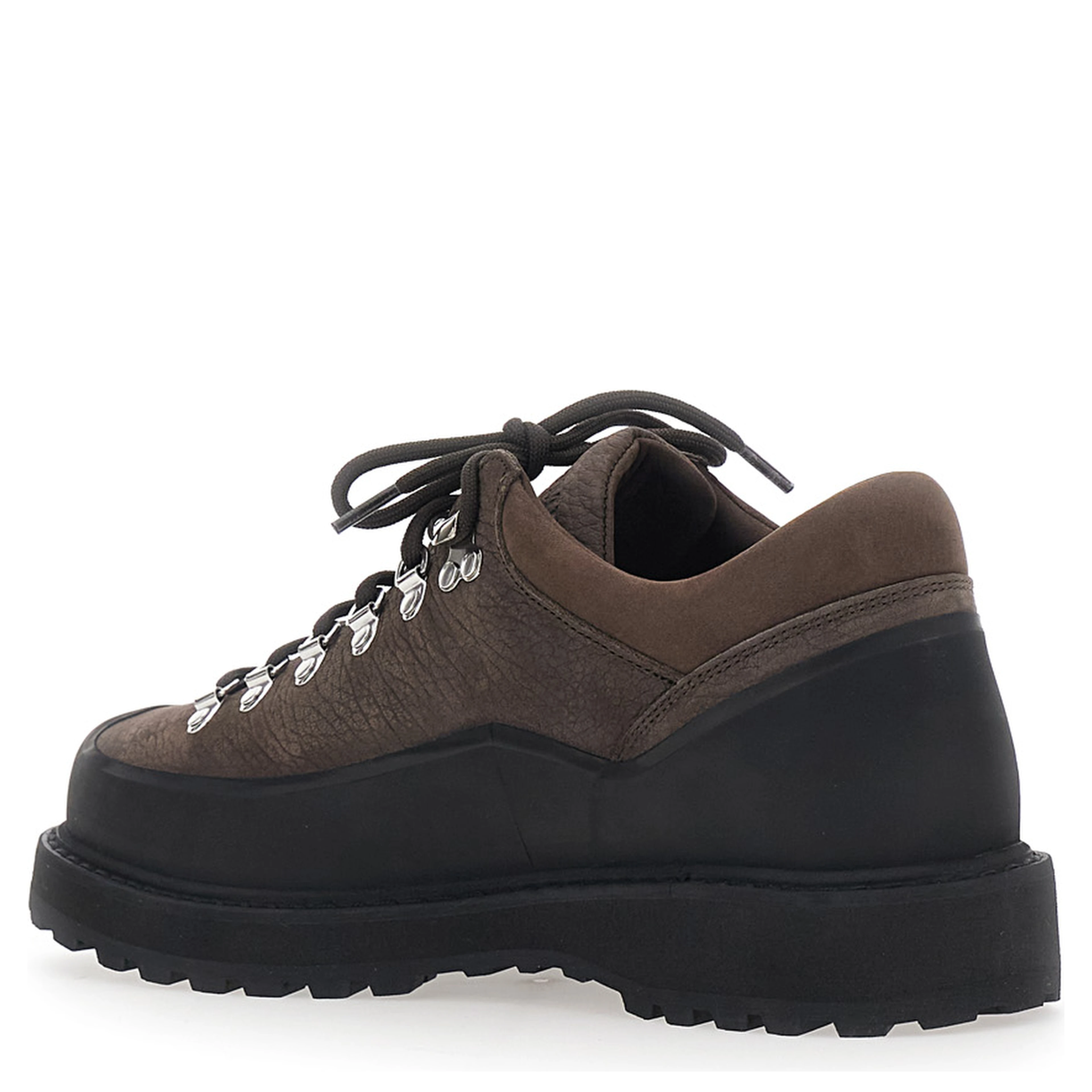 Brown ankle boots with rubber lug sole and Logo lettering on the tongue in leather for men