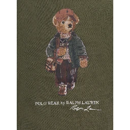 green Crew-neck sweater with Polo Shirt Bear print on the front in cotton for Boy