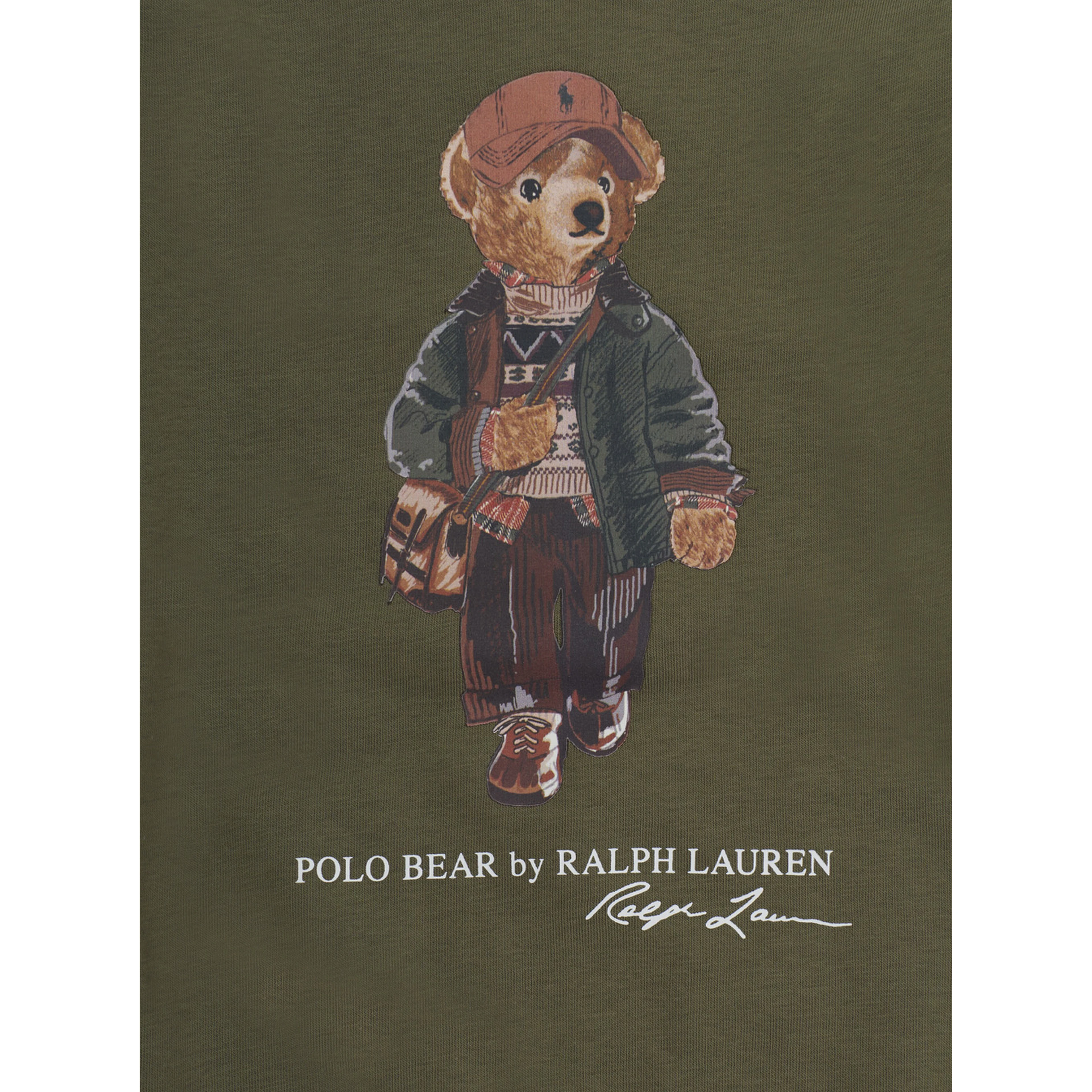 green Crew-neck sweater with Polo Shirt Bear print on the front in cotton for Boy
