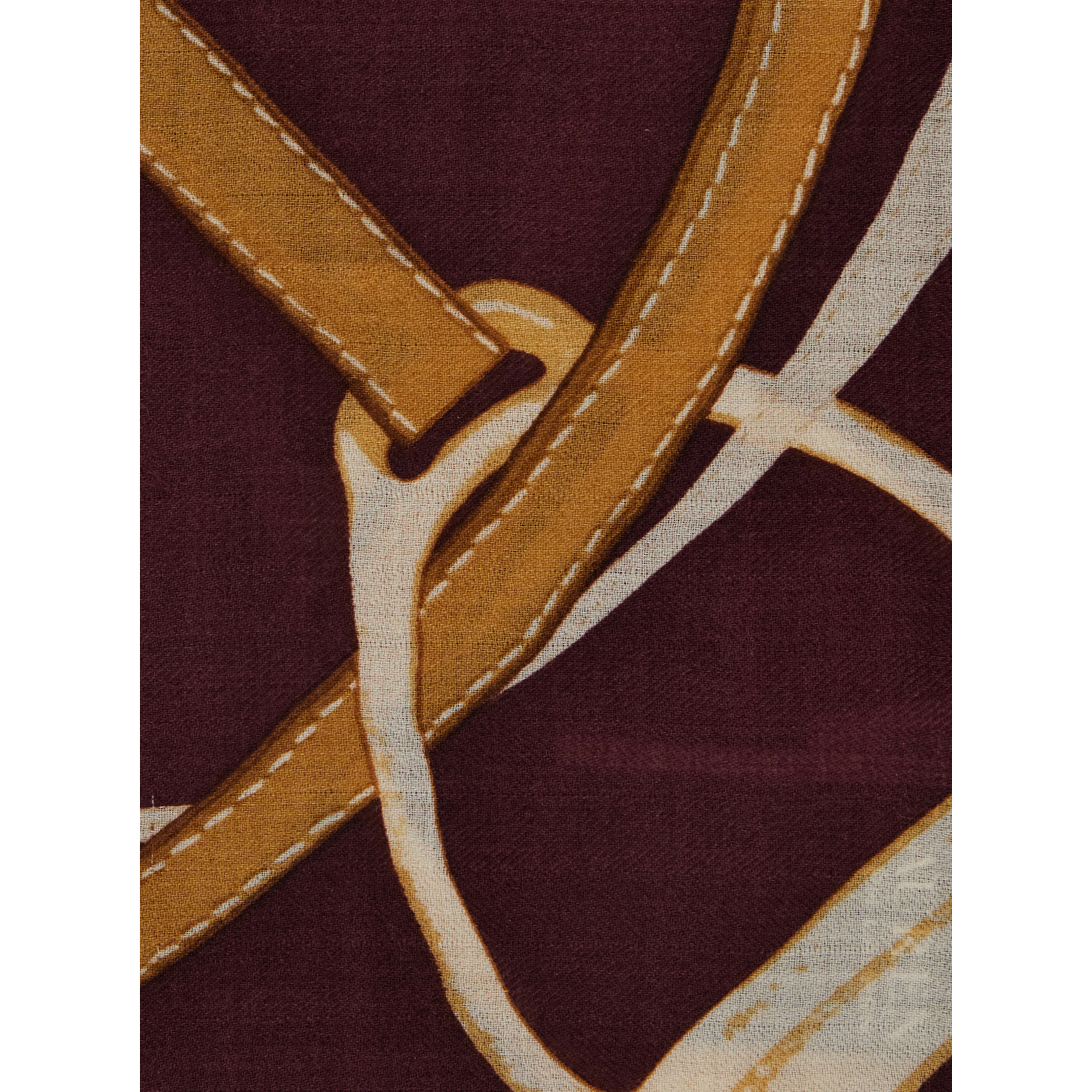 Square scarf with logo and bordeaux border for women