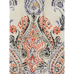 White Shirt with classic collar and all-over embroidery in viscose for women
