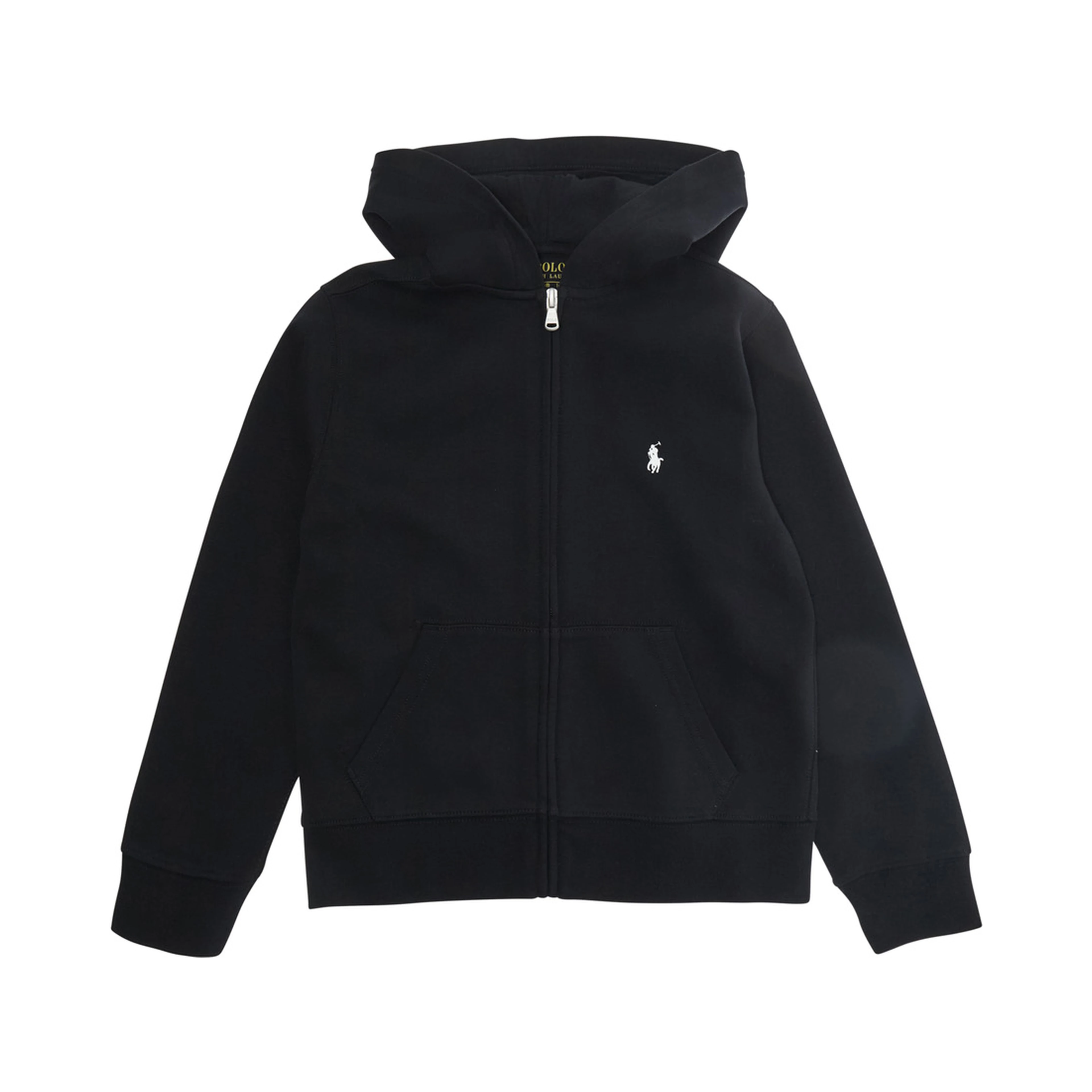 Black Hooded Sweatshirt with Pony Embroidery on the Front in Cotton Boy