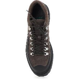 Brown ankle boots with rubber lug sole and Logo lettering on the tongue in leather for men