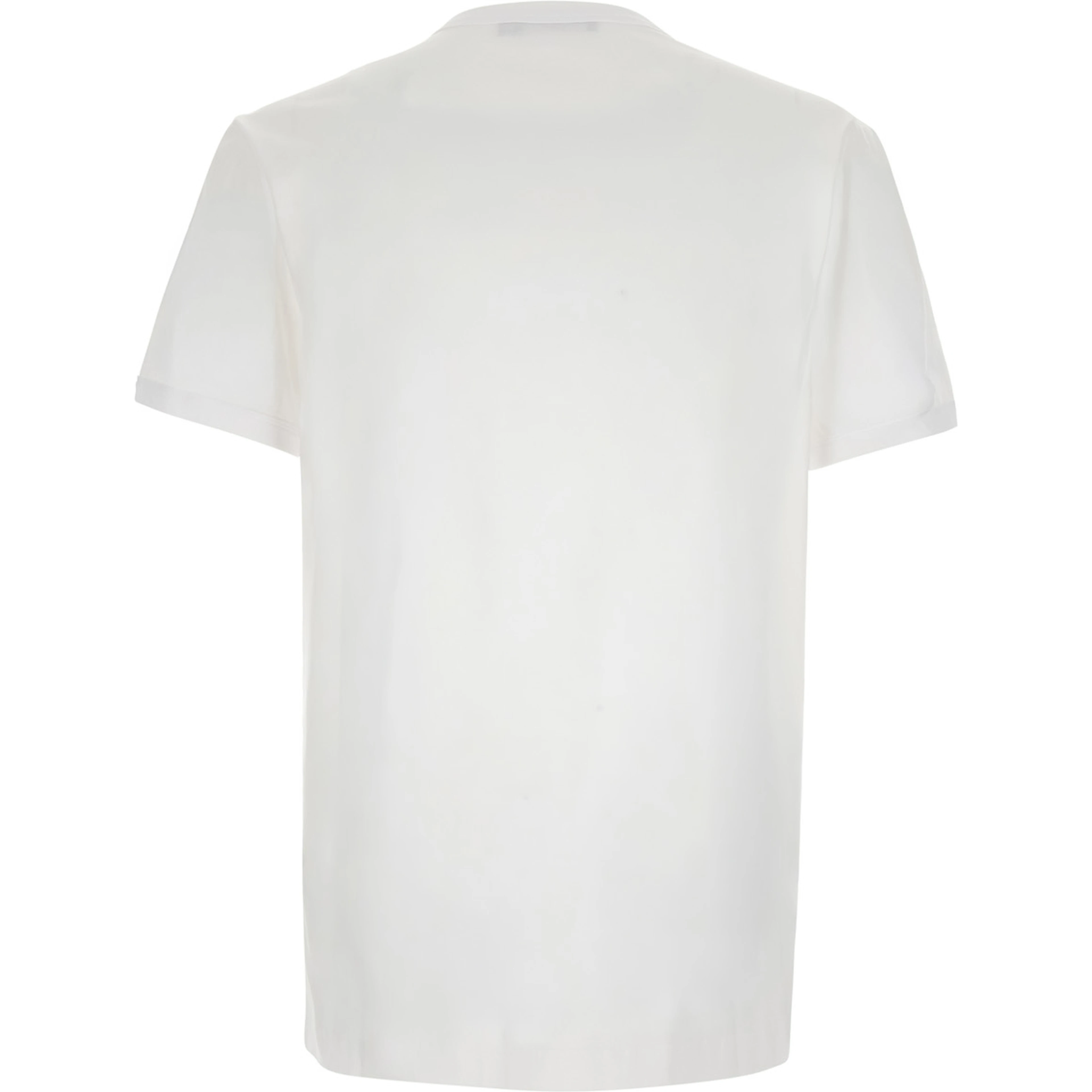White Crew neck T-shirt with logo embroidery on the front in cotton for men