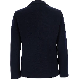 blue Jacket with V-neck and patch pockets in virgin wool men