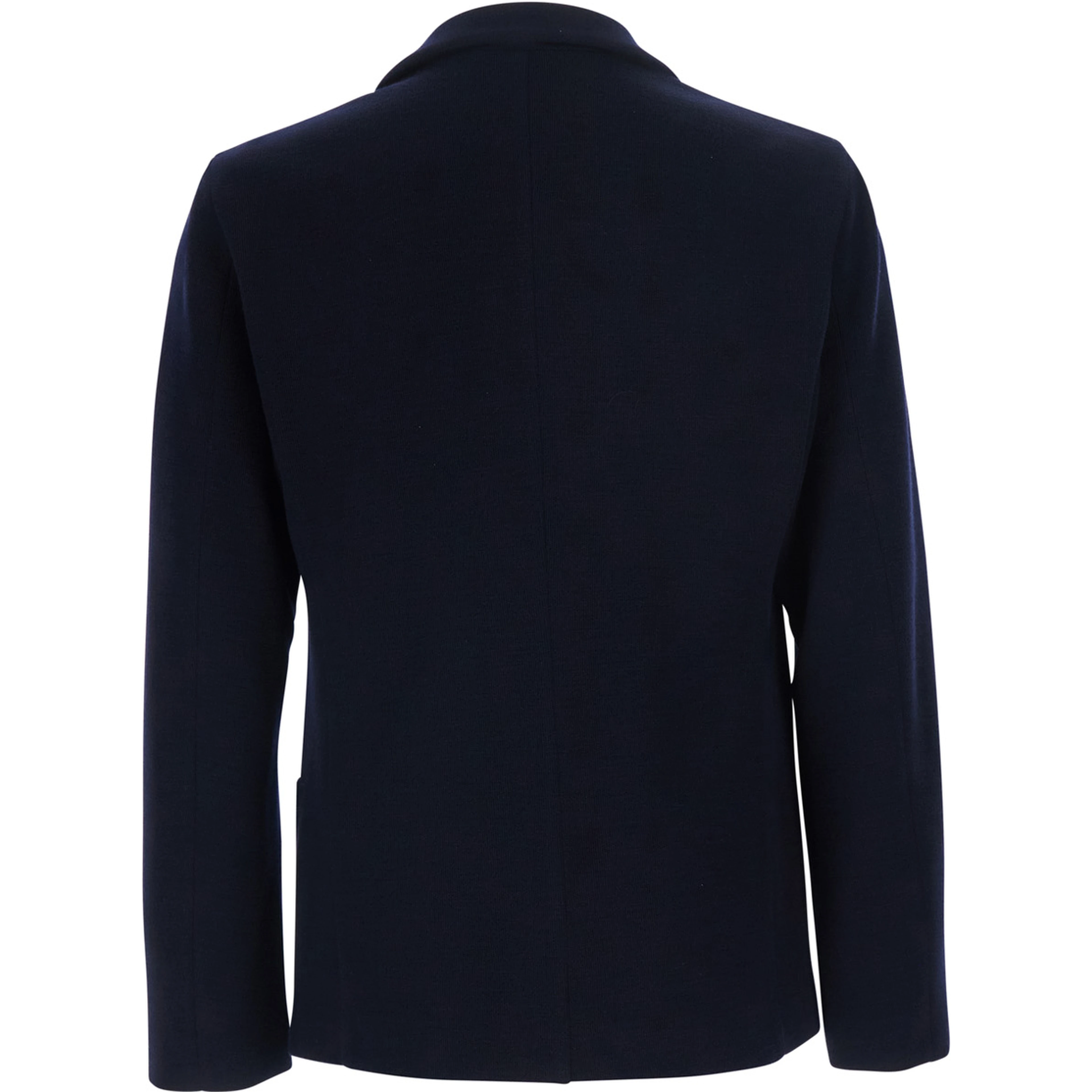 blue Jacket with V-neck and patch pockets in virgin wool men