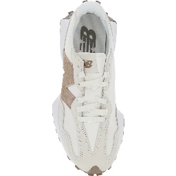 327 Beige Low Top Sneakers with Maxi Patch Logo on the Side in Leather and Tech Fabric Unisex