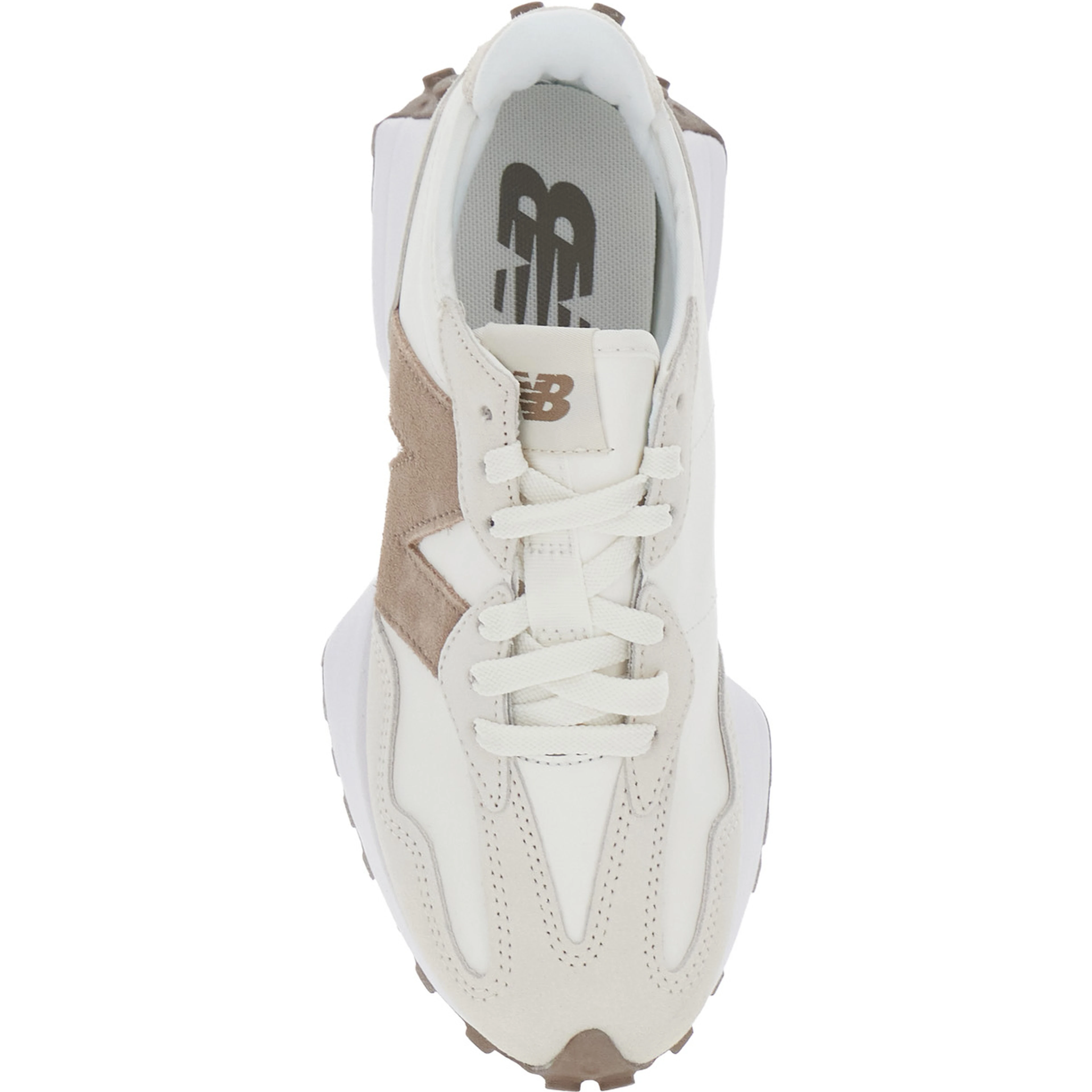 327 Beige Low Top Sneakers with Maxi Patch Logo on the Side in Leather and Tech Fabric Unisex
