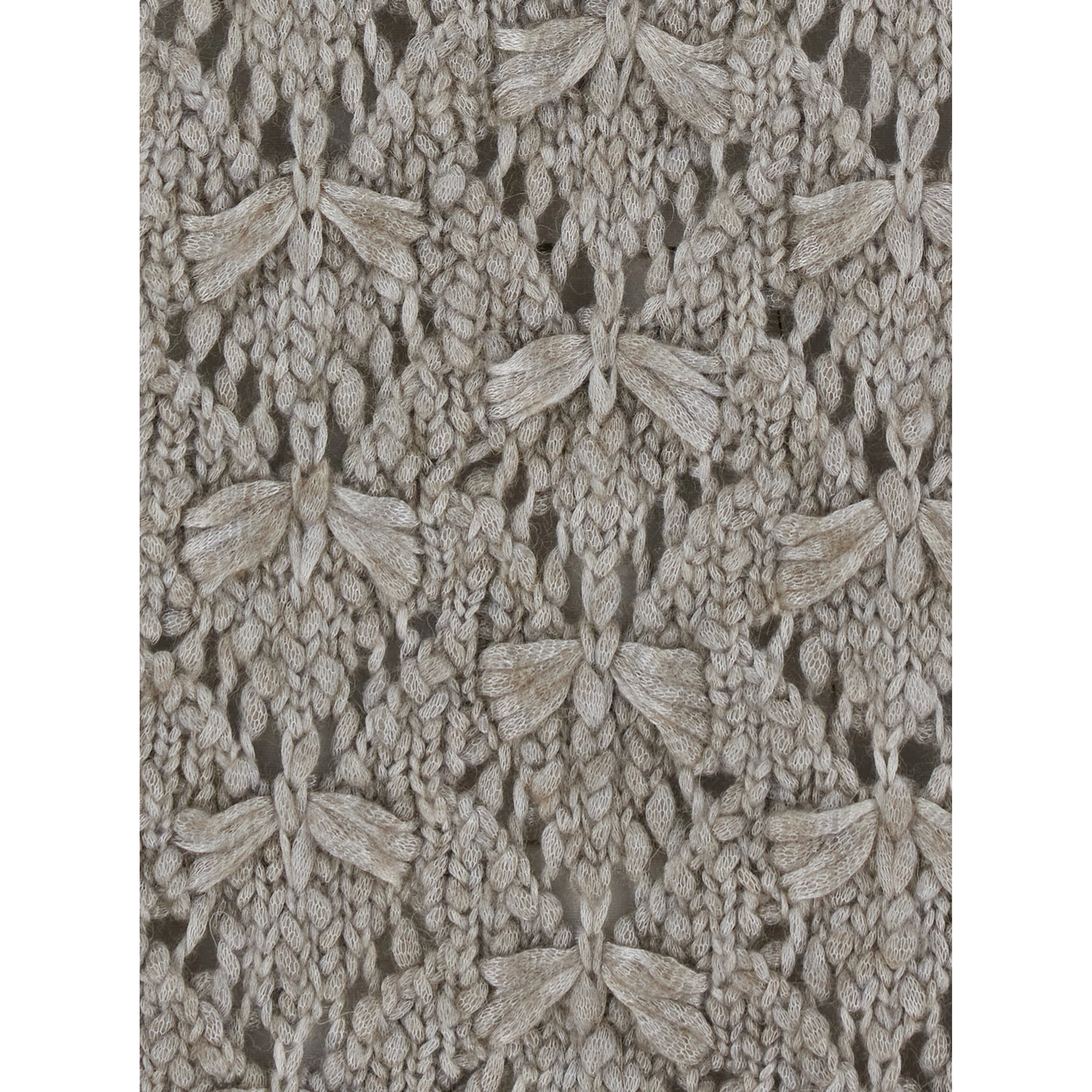 grey Sweater with round neck and woven Motif in wool Blend for women
