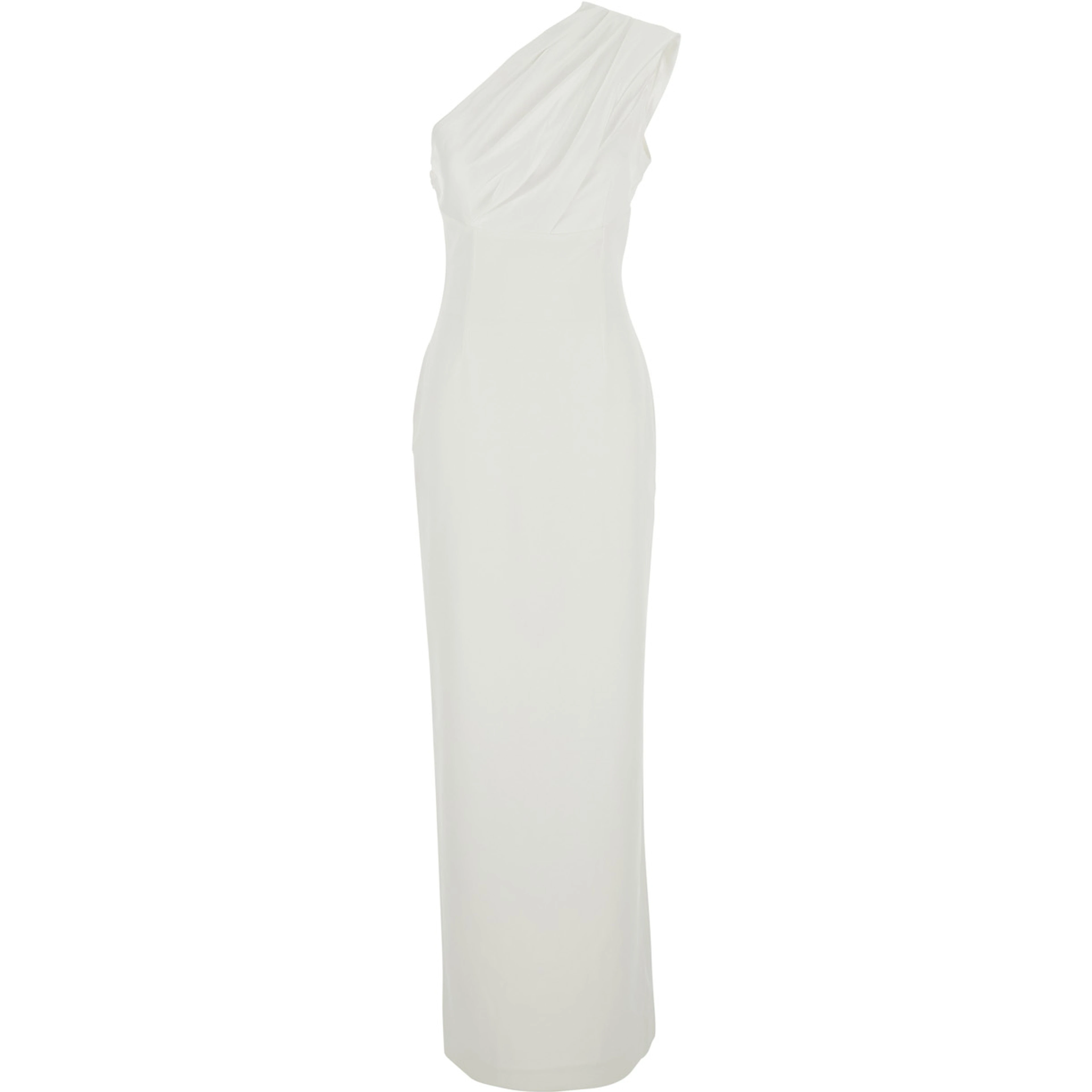 Gracie White long dress with One-Shoulder Design and Draping in Tech Fabric for Women