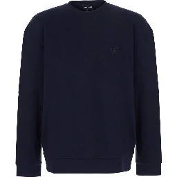 blue sweatshirt with embroidered logo on the chest in cotton Men