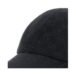 Black Baseball Cap with Web Detail on the Side in GG Canvas for Men