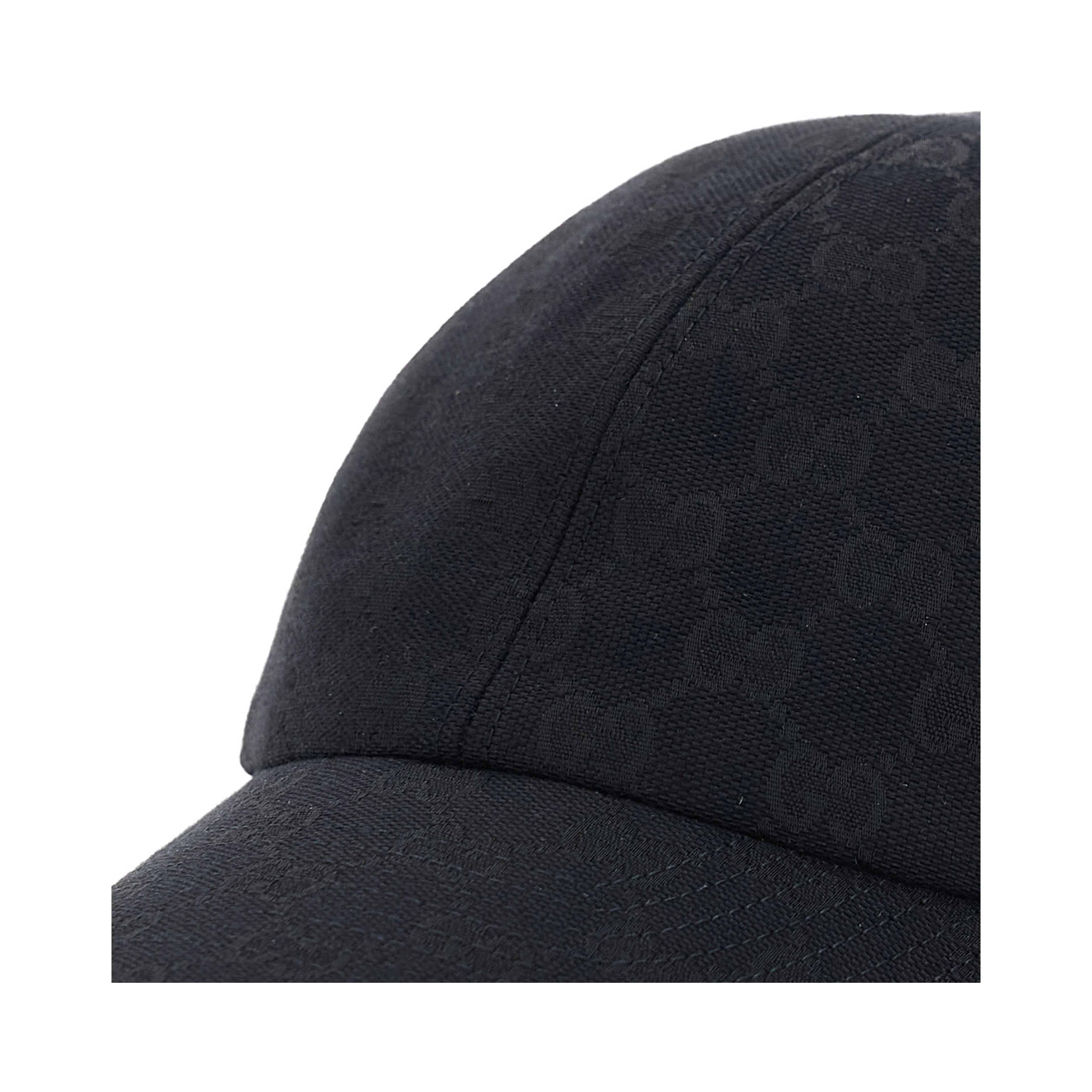 Black Baseball Cap with Web Detail on the Side in GG Canvas for Men
