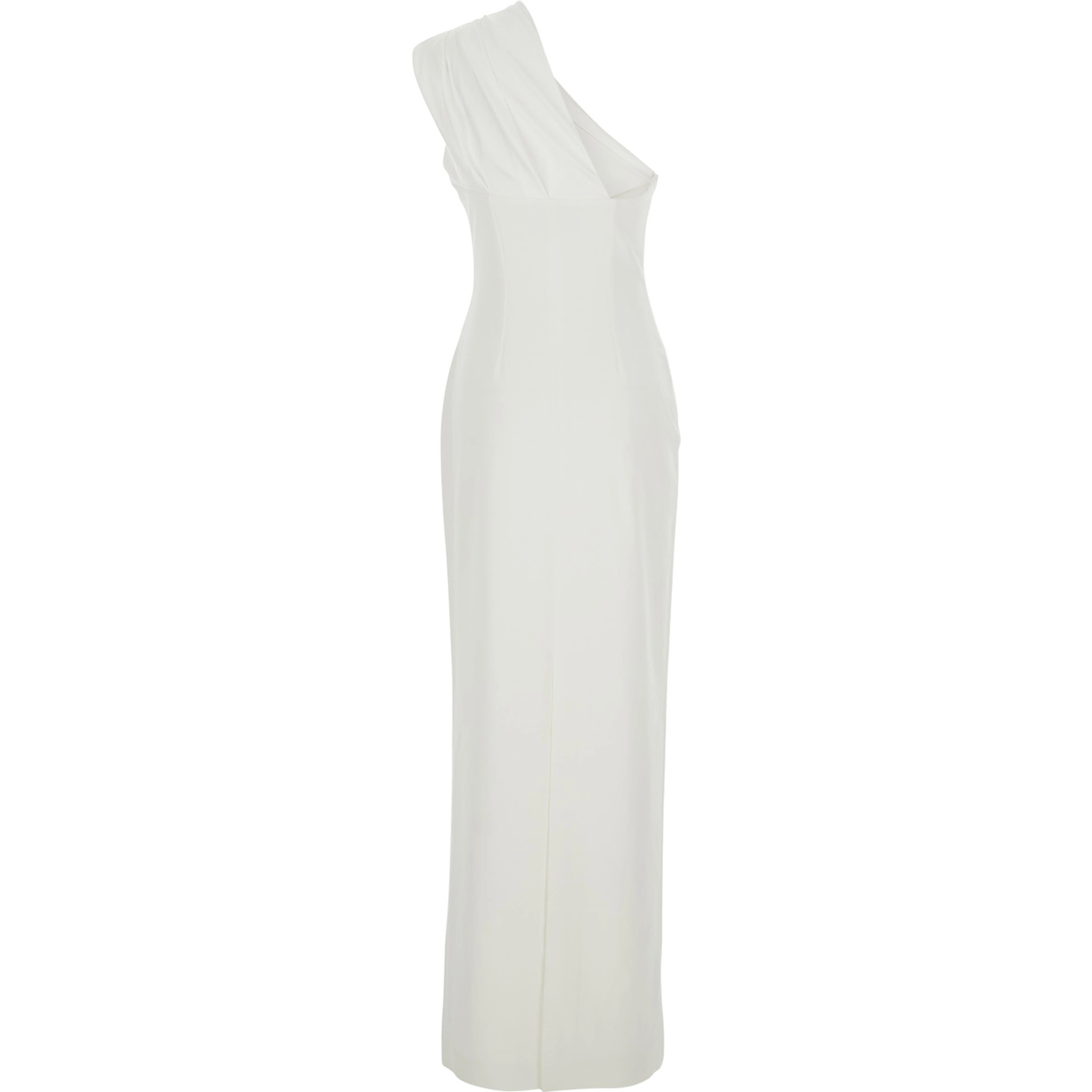 Gracie White long dress with One-Shoulder Design and Draping in Tech Fabric for Women