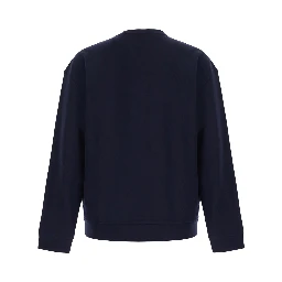 blue sweatshirt with embroidered logo on the chest in cotton Men