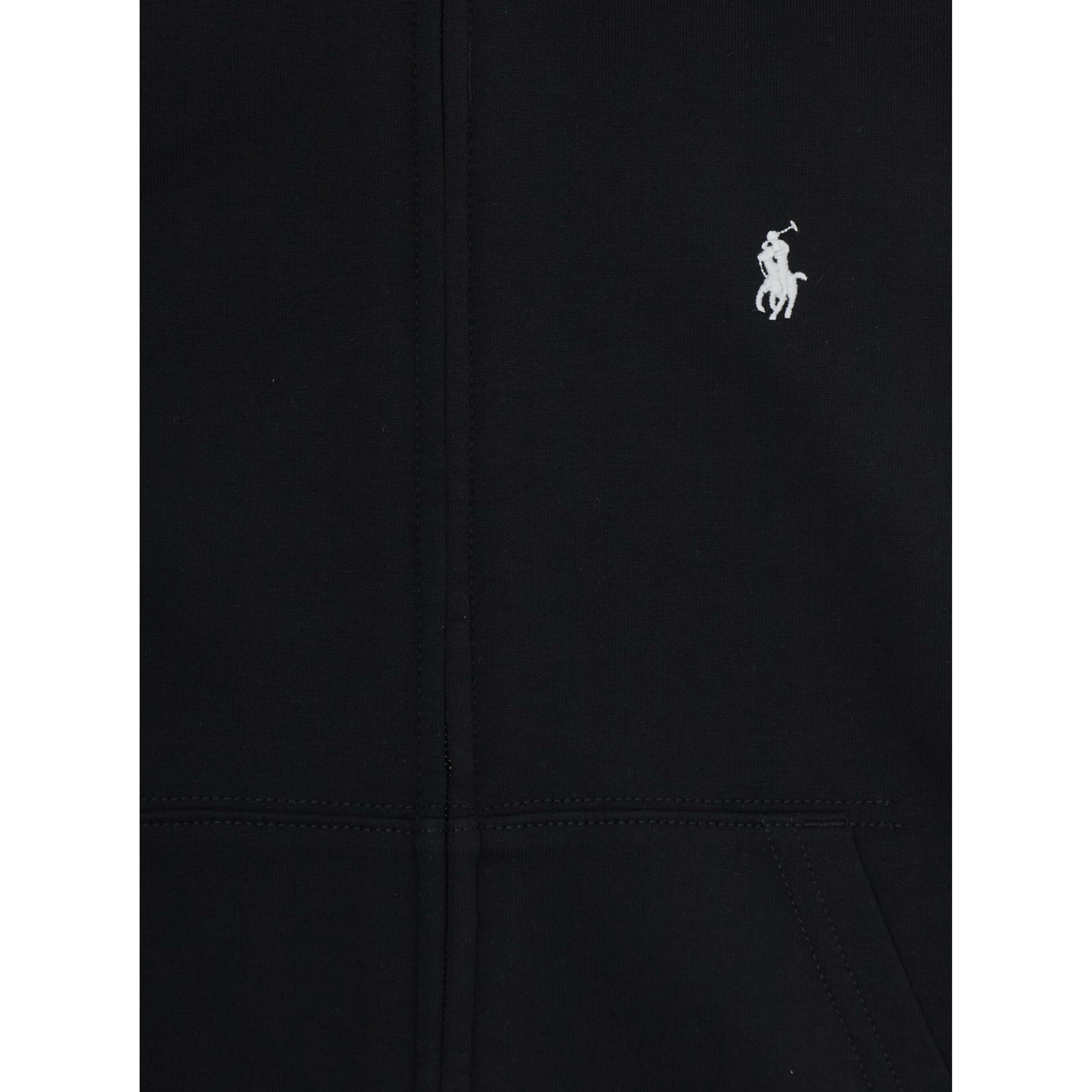 Black Hooded Sweatshirt with Pony Embroidery on the Front in Cotton Boy