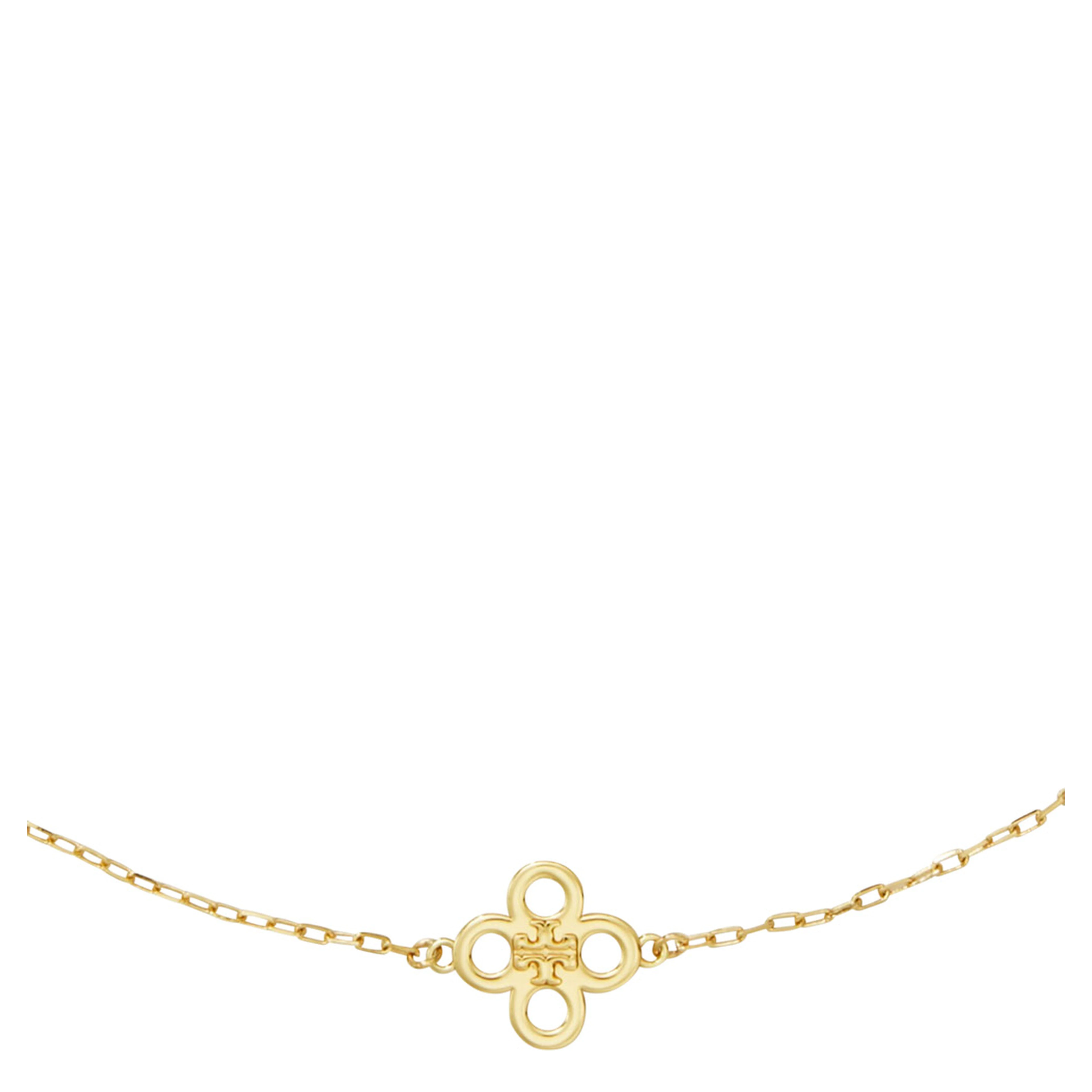 Gold Color Necklace Forget Me Not with Floral Charms and Zirconia in Brass for Women