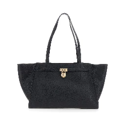 HAMILTON MODERNE LG EAST WEST FOLD TOTE with elegant details in leather and metal, Tech Fabric, black color, unisex