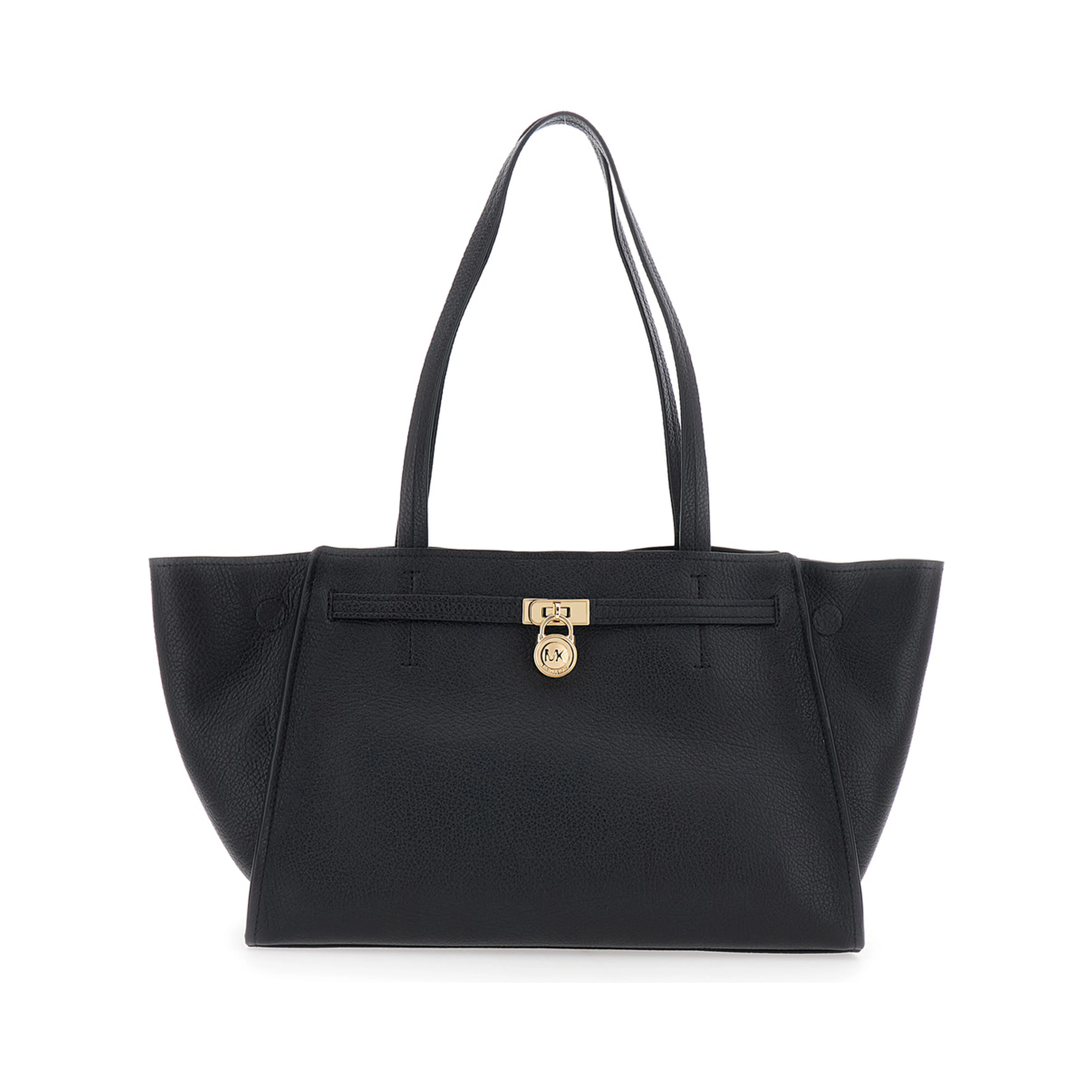 HAMILTON MODERNE LG EAST WEST FOLD TOTE with elegant details in leather and metal, Tech Fabric, black color, unisex