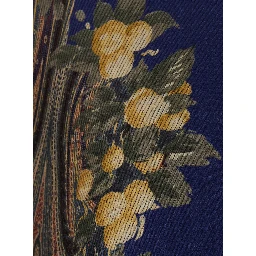 Blue Cape with Paisley motif and all-over floral print in blend wool for women
