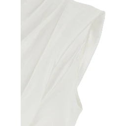 Gracie White long dress with One-Shoulder Design and Draping in Tech Fabric for Women