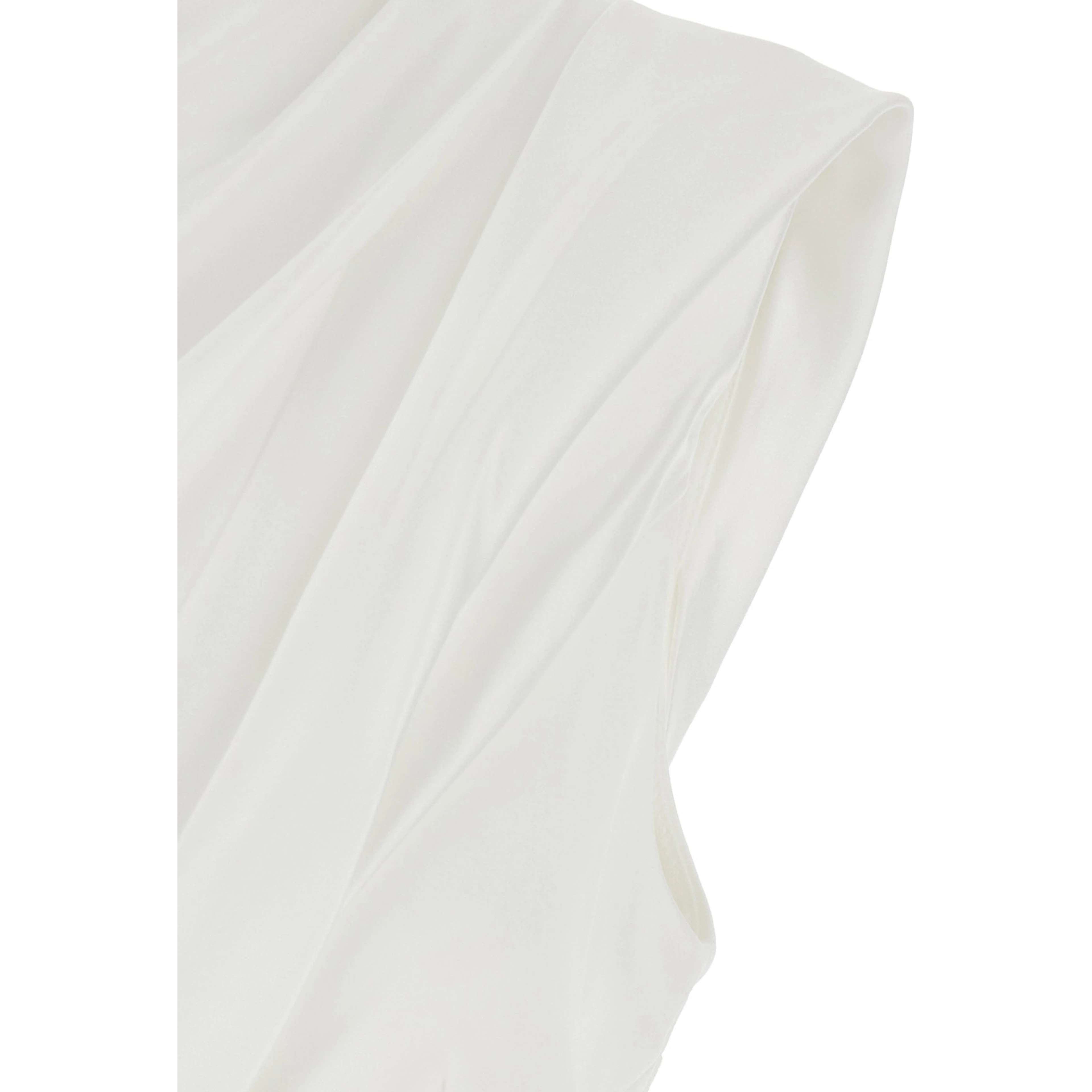 Gracie White long dress with One-Shoulder Design and Draping in Tech Fabric for Women