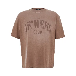 faded beige Crew neck T-shirt with maxi print on the front in cotton for men