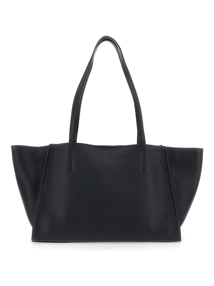 HAMILTON MODERNE LG EAST WEST FOLD TOTE with elegant details in leather and metal, Tech Fabric, black color, unisex alternative