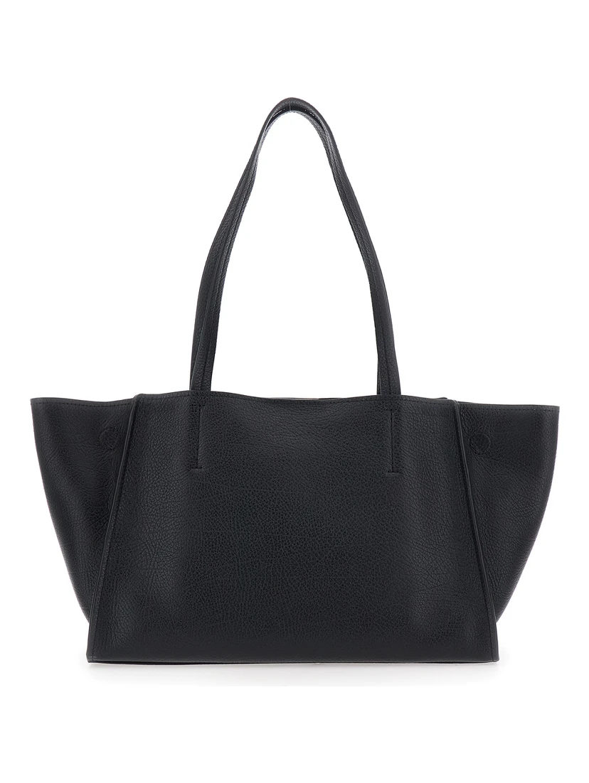 HAMILTON MODERNE LG EAST WEST FOLD TOTE with elegant details in leather and metal, Tech Fabric, black color, unisex