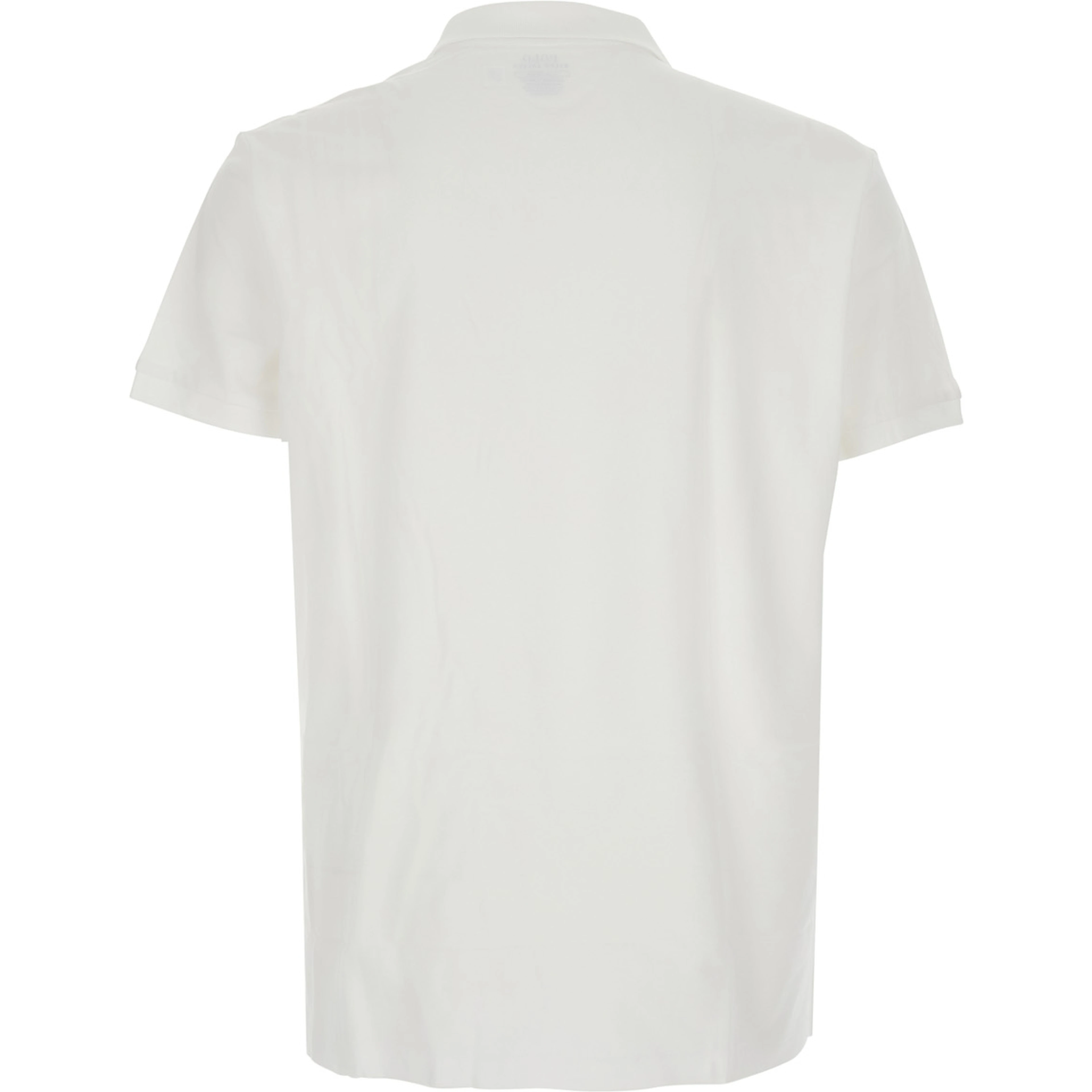 Custom Fit White polo shirt with classic collar and Pony embroidery on the front in cotton for men