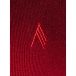Red Cardigan with classic collar and sprayed design with gradient effect in wool and cashmere for women