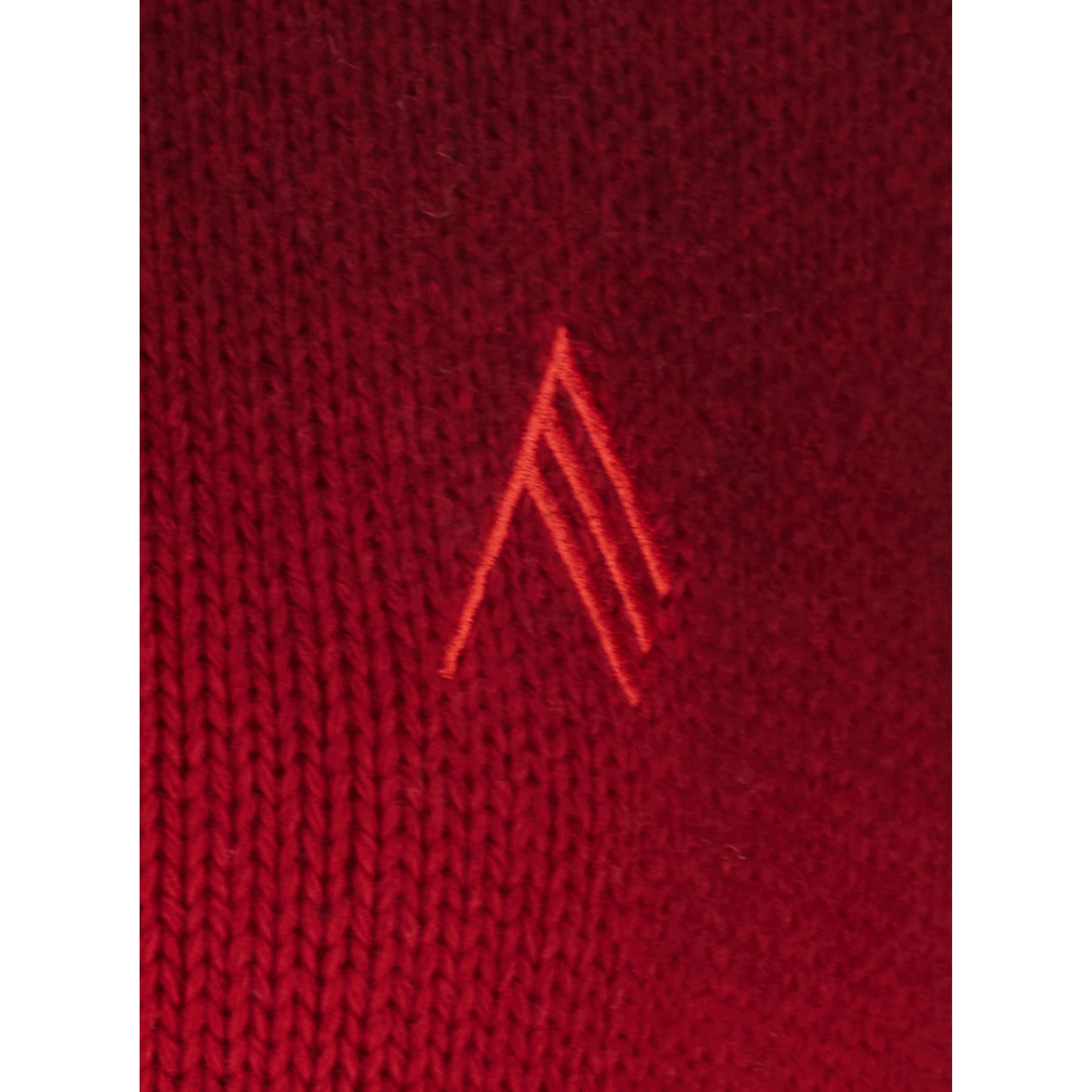 Red Cardigan with classic collar and sprayed design with gradient effect in wool and cashmere for women