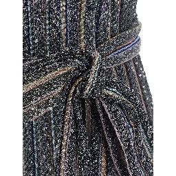 multicolor Long dress with V-neck and all-over applied sequins in viscose for women