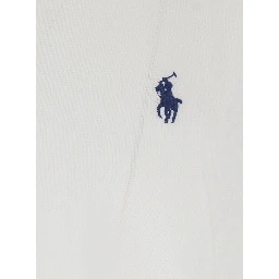 Custom Fit White polo shirt with classic collar and Pony embroidery on the front in cotton for men