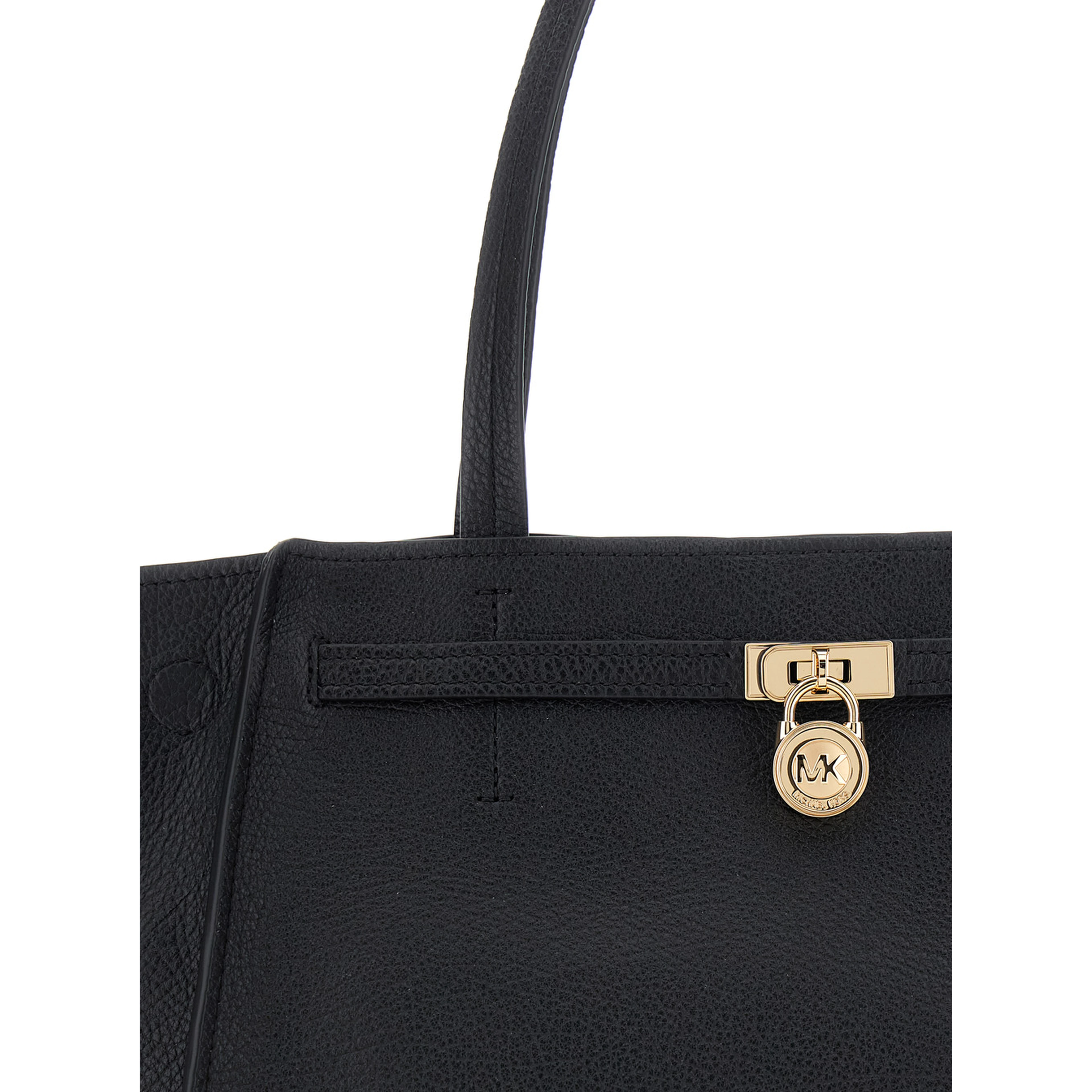 HAMILTON MODERNE LG EAST WEST FOLD TOTE with elegant details in leather and metal, Tech Fabric, black color, unisex